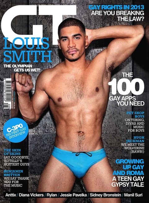 Olympic gymnast Louis Smith on the cover of Gay Times Magazine