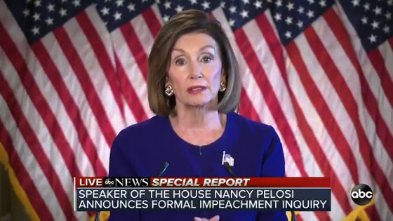 Speaker of the House Nancy Pelosi announces launch of formal impeachment inquiry into Donald Trump
