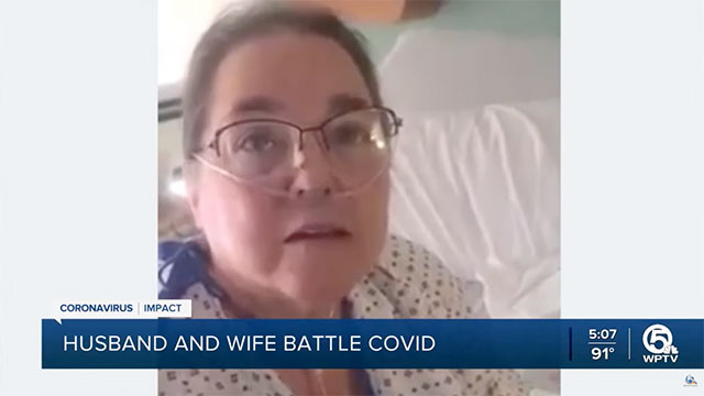 Cindy, of Jupiter, Florida, has been hospitalized for 14 days after being diagnosed with COVID-19. She chose not to be vaccinated.