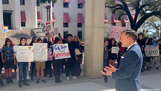 Thousands of students in Florida organized walkouts in protest to the hideous "Don't Say Gay" bill working its way through the Florida legislature.