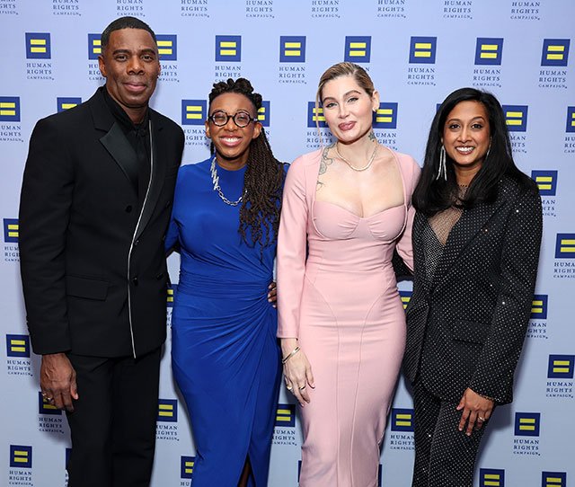 Colman Domingo, Kelley Robinson, Trace Lysette and Becky George attend the Human Rights Campaign 2024 Greater New York Dinner 2024