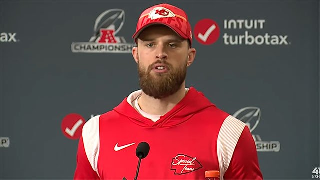 Kansas City Chiefs kicker Harrison Butker (screen capture)