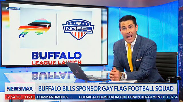 Rob Schmitt of Newsmax has on-air meltdown upon discovering there's a national gay flag football league
