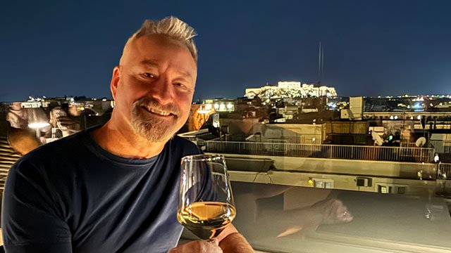First night in Athens (with the Acropolis in the background)