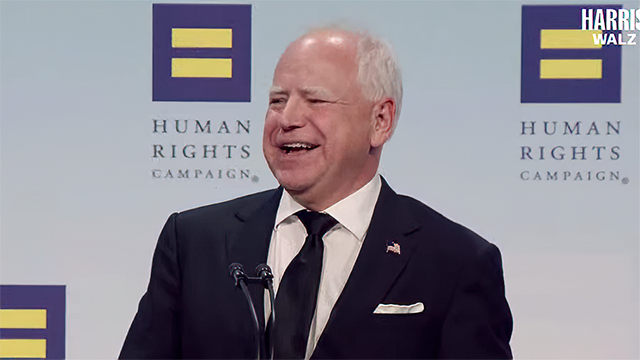 Gov. Tim Walz at the 2024 HRC National Dinner