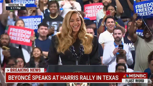 Beyonce at Kamala Harris rally in Houston (screen capture)
