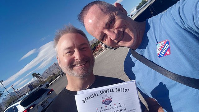 Michael and I at our local polling place on the first day of voting here in Nevada