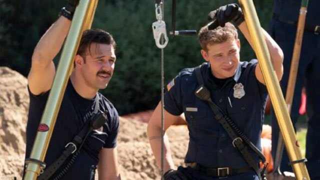 Ryan Guzman and Oliver Stark in 9-1-1 (image via ABC)