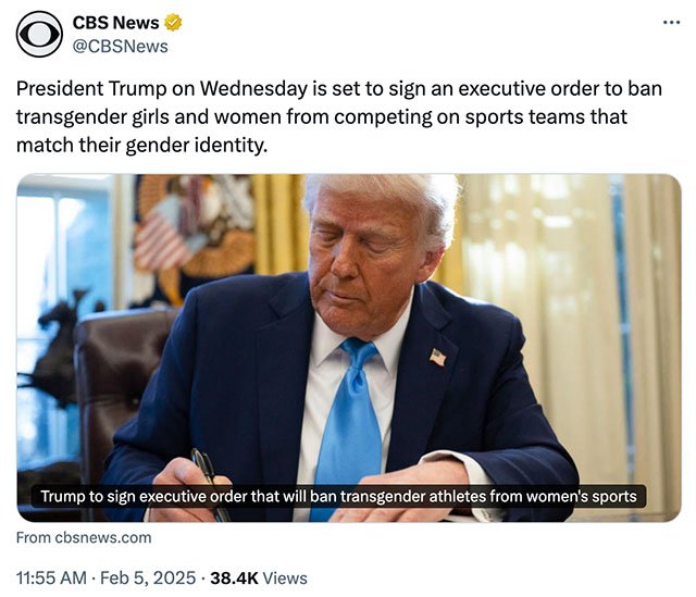 Trump bans trans women and girls from women's sports