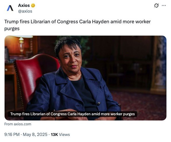 Trump fires Librarian of Congress Carla Hayden amid more worker purges