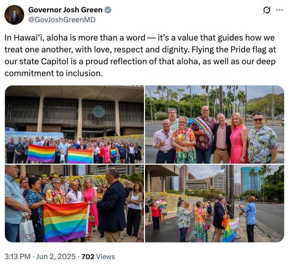 For the first time, the Pride flag will fly above the Hawaii capitol