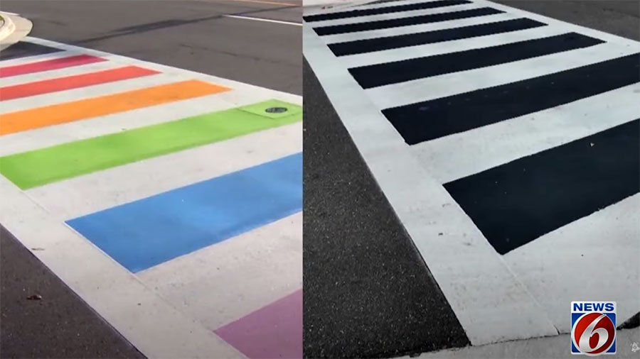 Rainbow crosswalks being erased in Florida