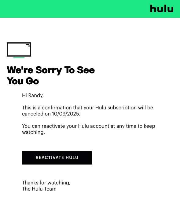 Cancelled Hulu/Disney today