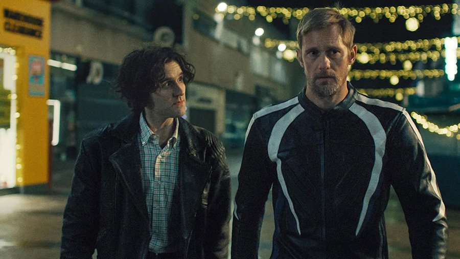 Harry Melling (left) and Alexander Skarsgard in 'Pillion.' COURTESY OF CANNES