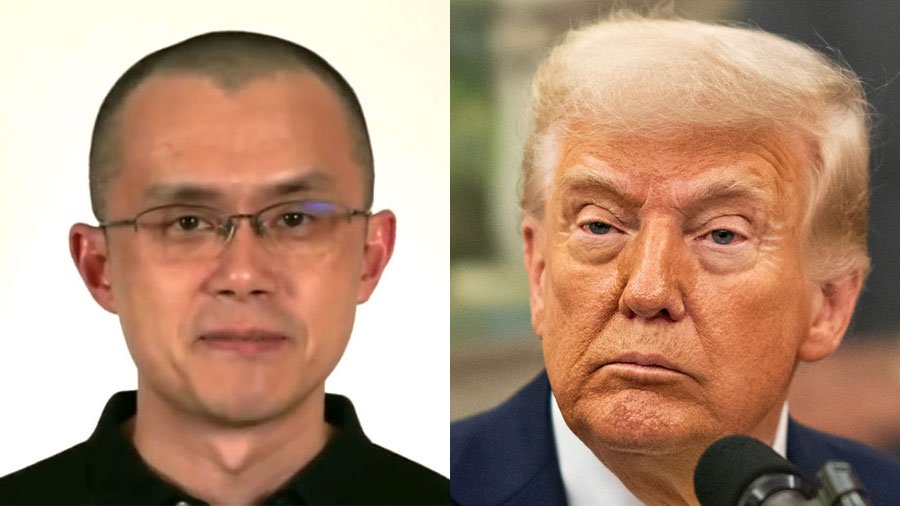L-R Changpeng Zhao, Donald Trump