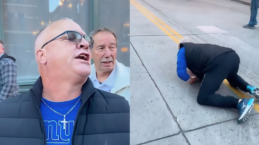 MAGA man face plants after calling No Kings protesters 'fags'