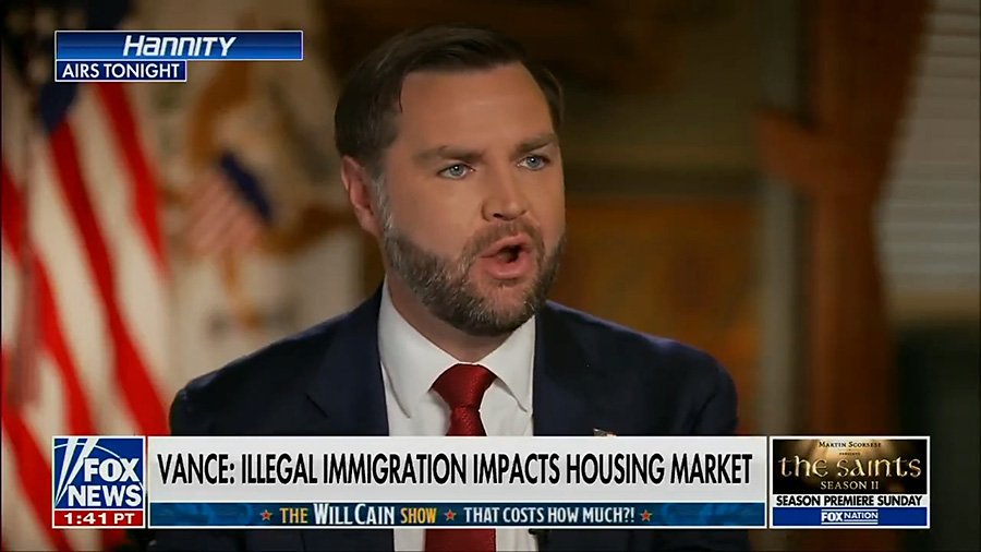 Vice President JD Vance says '30 million illegals' are buying $400K homes out from under young Americans while working as dishwashers.