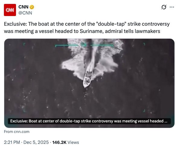 Boat at center of double-tap strike controversy was meeting vessel headed to Suriname, not the U.S.