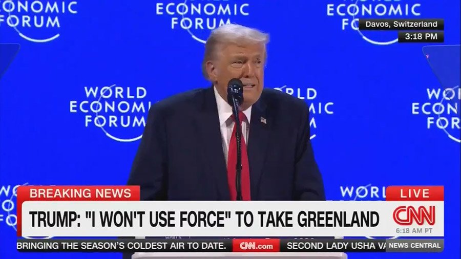 Donald Trump says he won't invade Greenland during speech at Davos