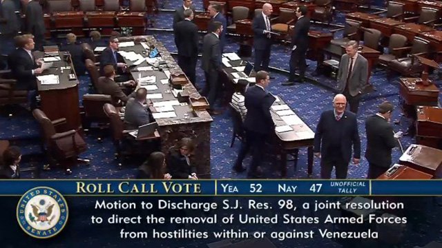 Senate advances war powers resolution by vote of 52-47
