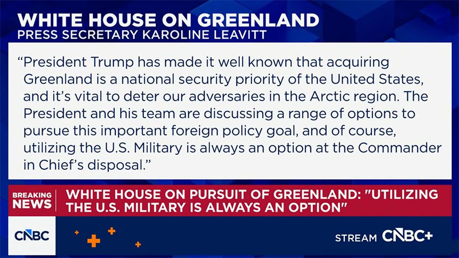 White House says Trump considering 'military options' to acquire Greenland