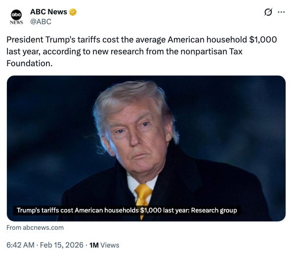 Trump's tariffs cost Americans $1,000 in 2025