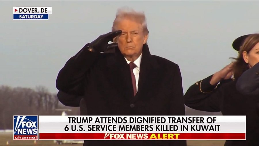 Fox News airs old footage of Trump without a baseball cap at dignified transfer