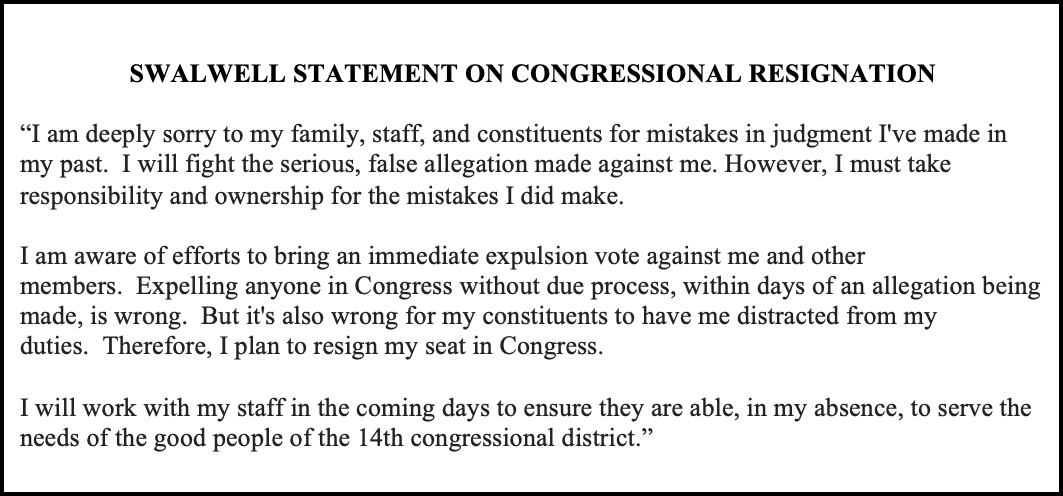 Rep. Eric Swalwell resigns from Congress