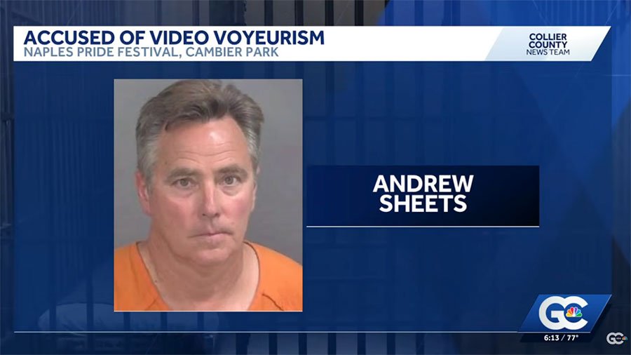 Andrew Sheets was arrested for recording in a public bathroom at Naples Pride