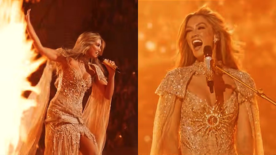 Delta Goodrem at 2026 Eurovision Song Contest (screen caps)