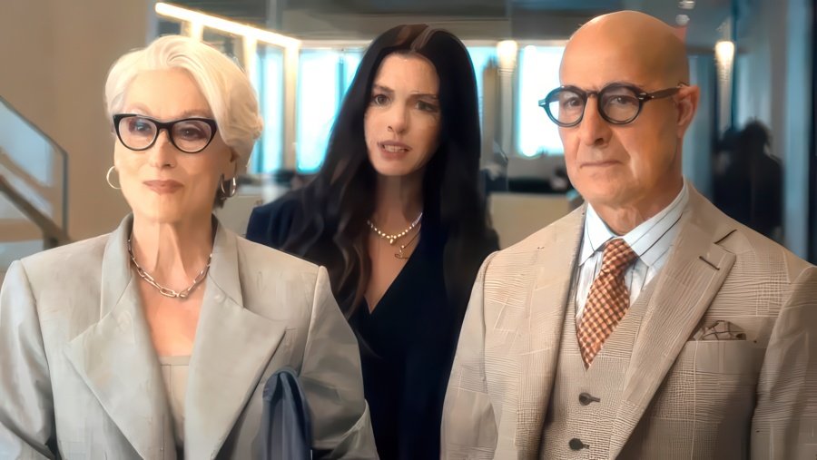 Meryl Streep, Anne Hathaway, and Stanley Tucci in "The Devil Wears Prada 2"