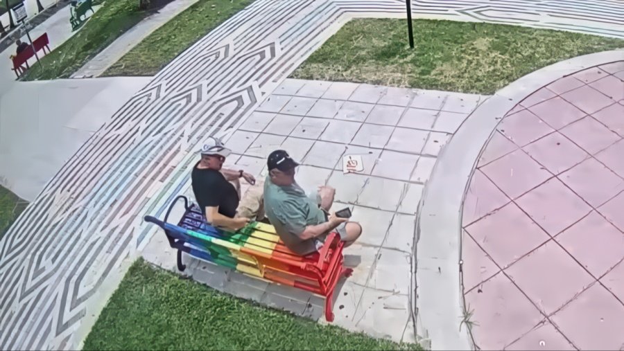 Two German tourists were arrested for defacing a Miami Beach pride bench with "Adolf was here" and a swastika