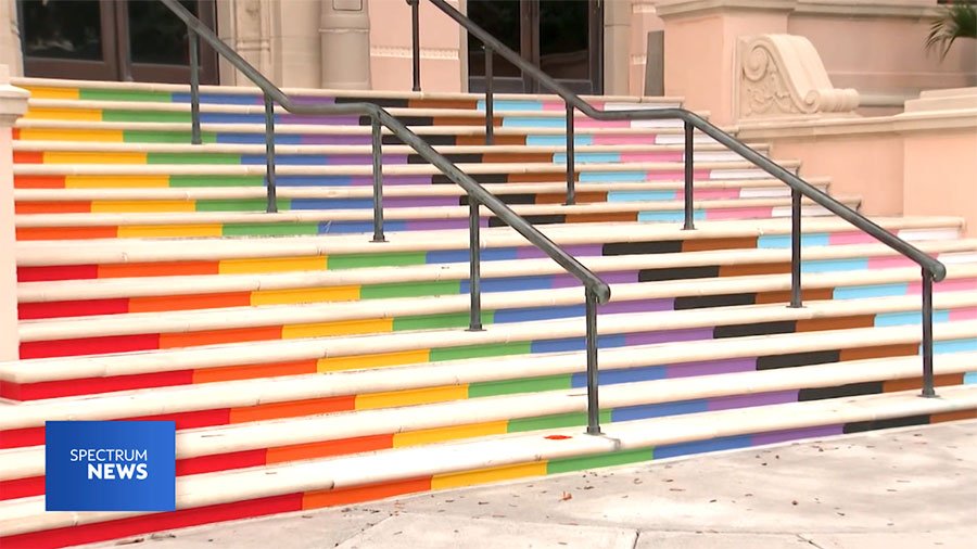The steps leading up to City Hall in St. Petersburg, Florida.