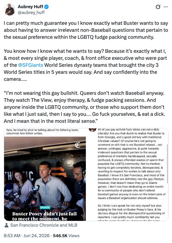 Aubrey Huff goes on wild homophobic rant