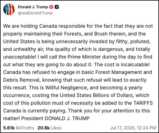 Trump on Canada's forest fires