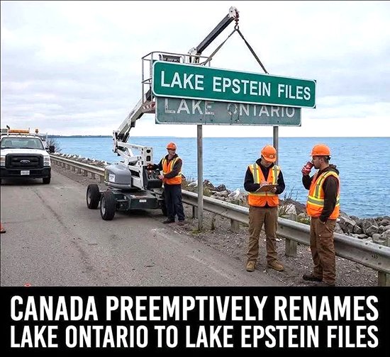 Parody - Canada renames Lake Ontario "Lake Epstein Files"