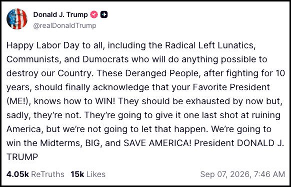 Trump trolls half of Americans on Labor Day